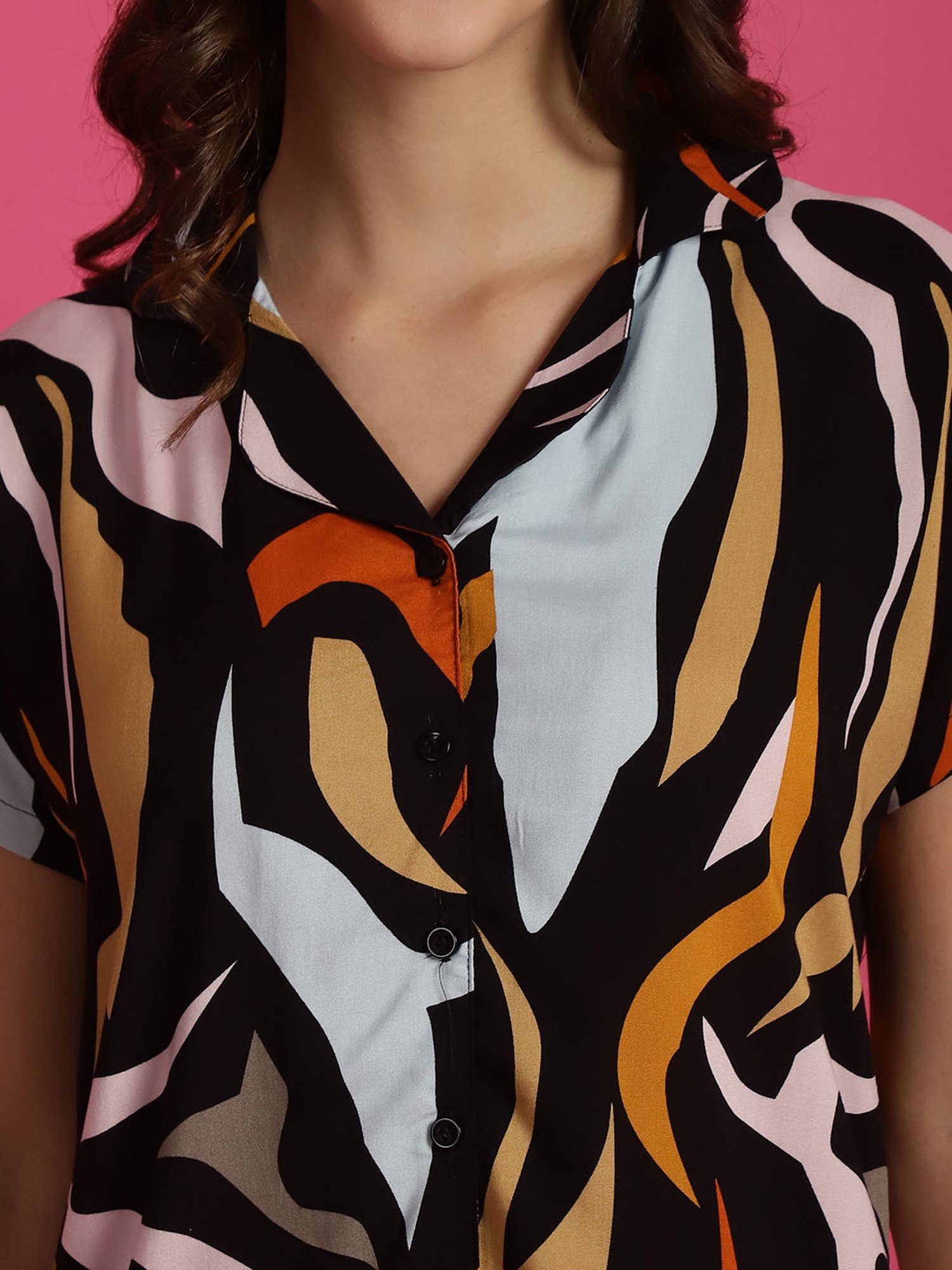 Boston Club Black Printed Top With Lounge Pants