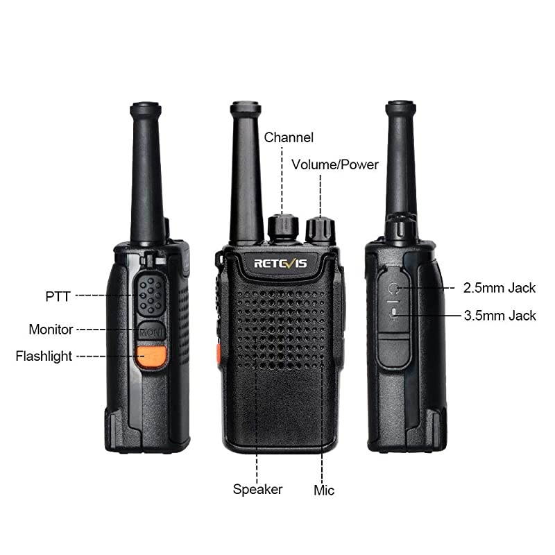 RT67 Walkie Talkies for Adults Long Range 3000mAh Rechargeable VOX Business Small Two Way Radio with LED Flashlight3 Pack