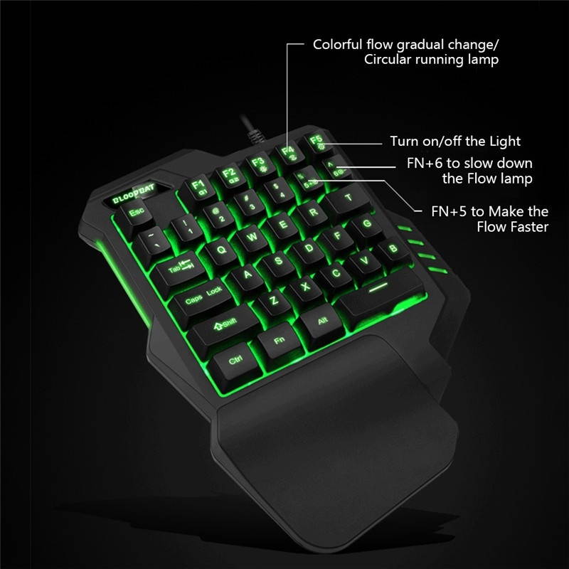 Zgeer Mechanical one-handed keyboard hand game artifact left hand game keypad for Game LOL /Dota / PUBG / Fortnite Black