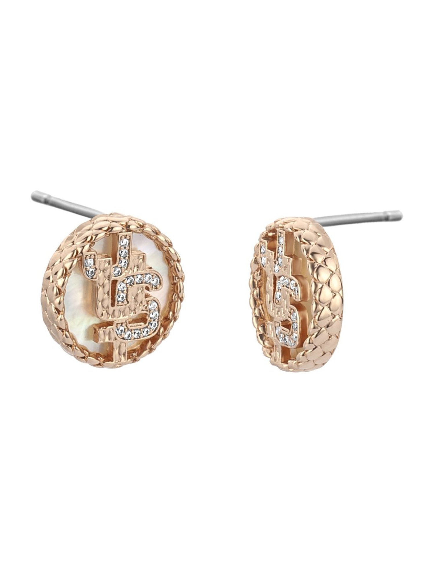 Just Cavalli Rose Gold Linea Logo Stud Earrings - Set of 4