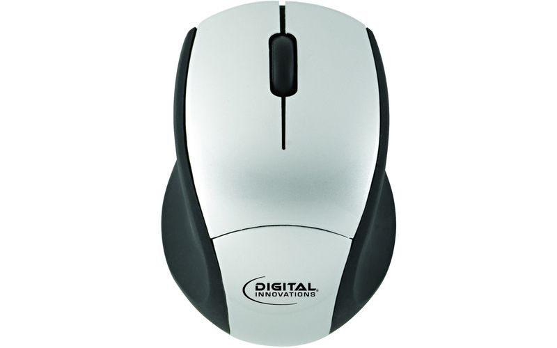 Digital Innovations EasyGlide Wireless Travel Mouse - Optical - Wireless - Radio Frequency - 2.40 GHz - Silver, Black - USB - 1000 dpi - Scroll Wheel