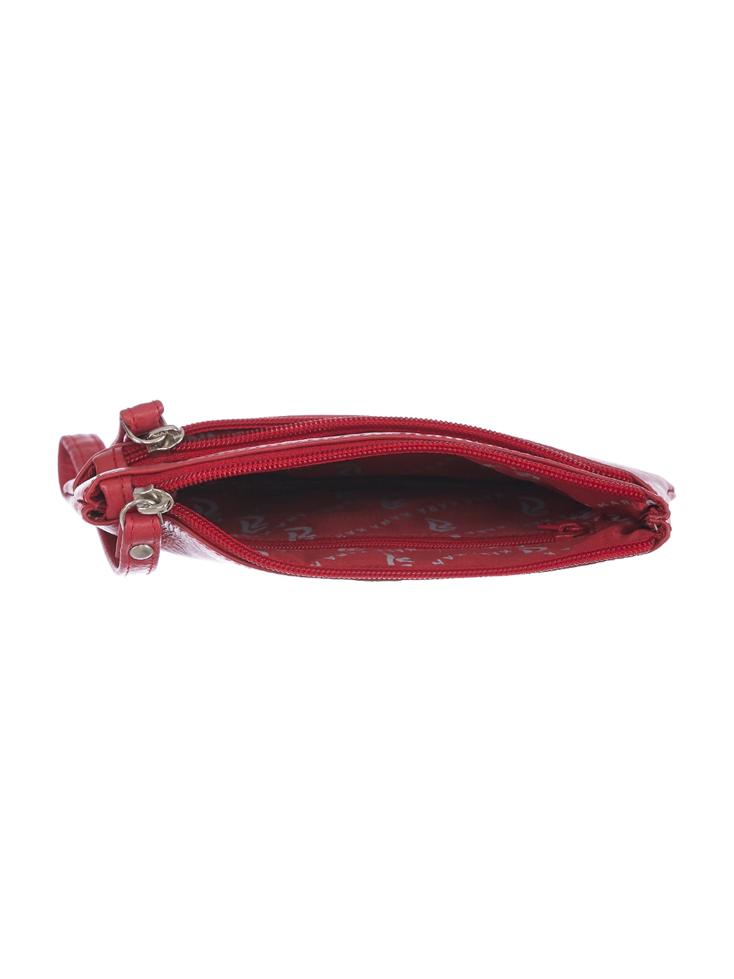 Kara Red Solid Leather Wristlet