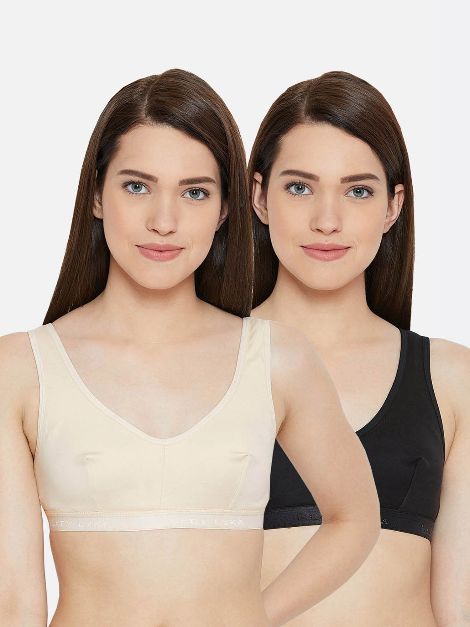 Lady Lyka Multicolor Non Wired Non Padded Sports Bra (Pack Of 2)
