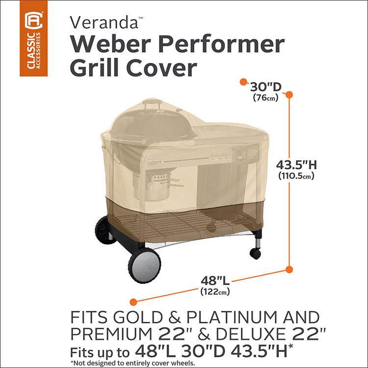 Classic Veranda Weber Performer 55-411-011501-00 Patio BBQ Grill Cover, Pebble