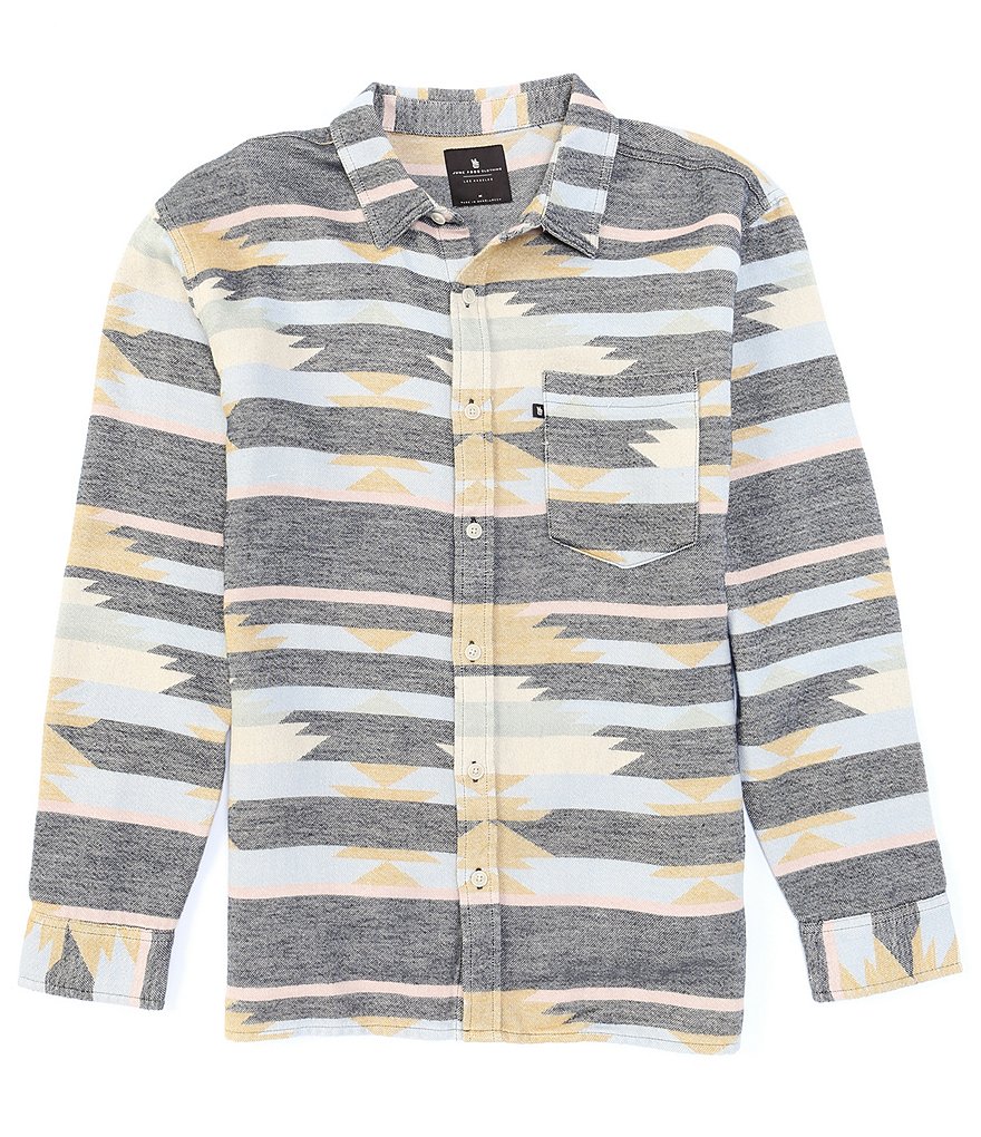 Junk Food Long-Sleeve Jacquard Tribal Print Woven Shirt