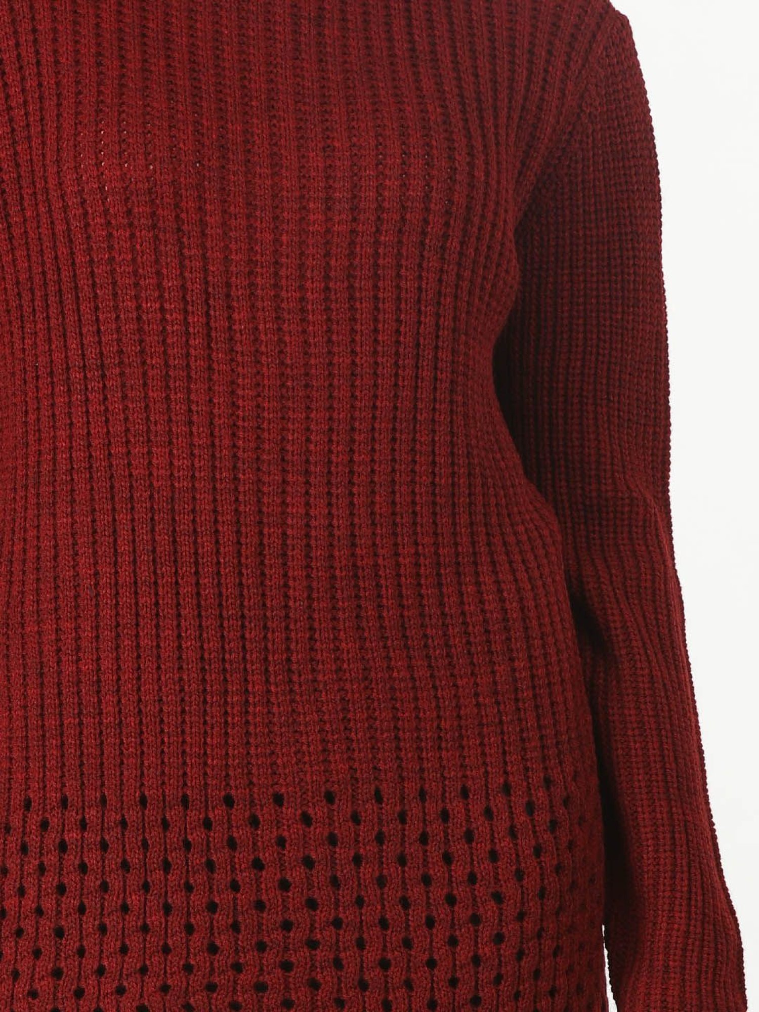 Mustard Maroon Regular Fit Sweater