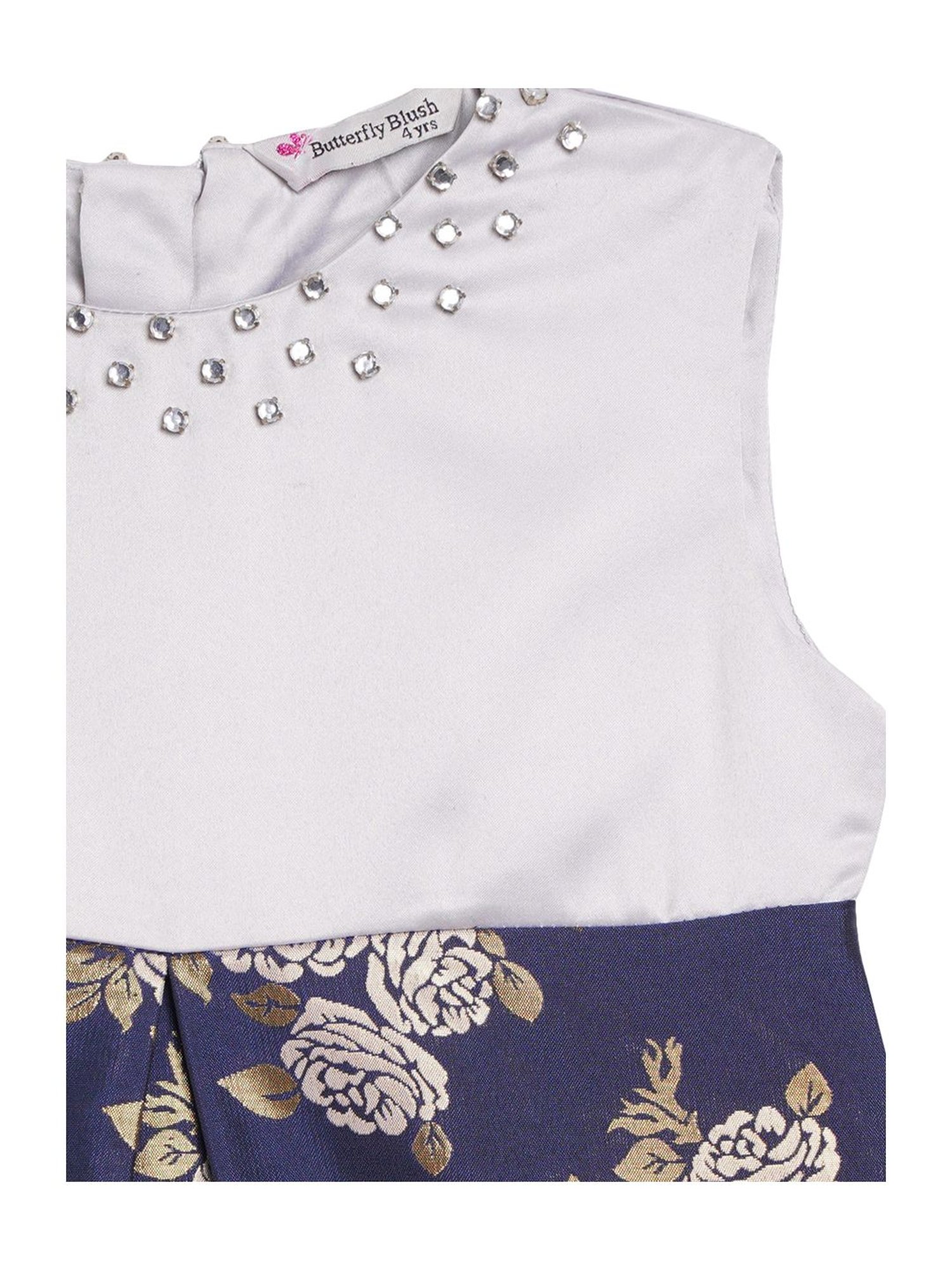 Butterfly Blush Kids Navy & Grey Printed Dress