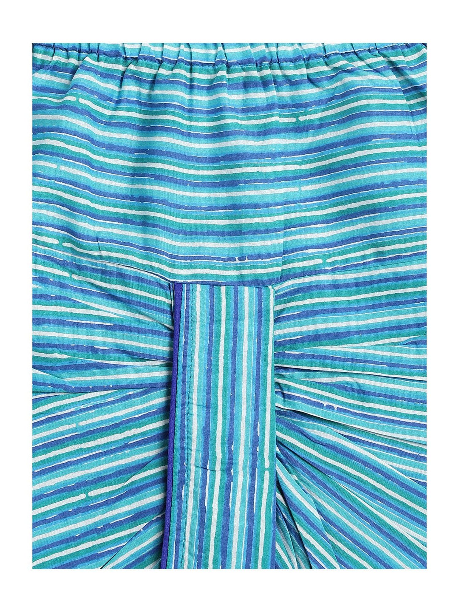 Campana Kids Green & Blue Printed Full Sleeves Kurta with Dhoti