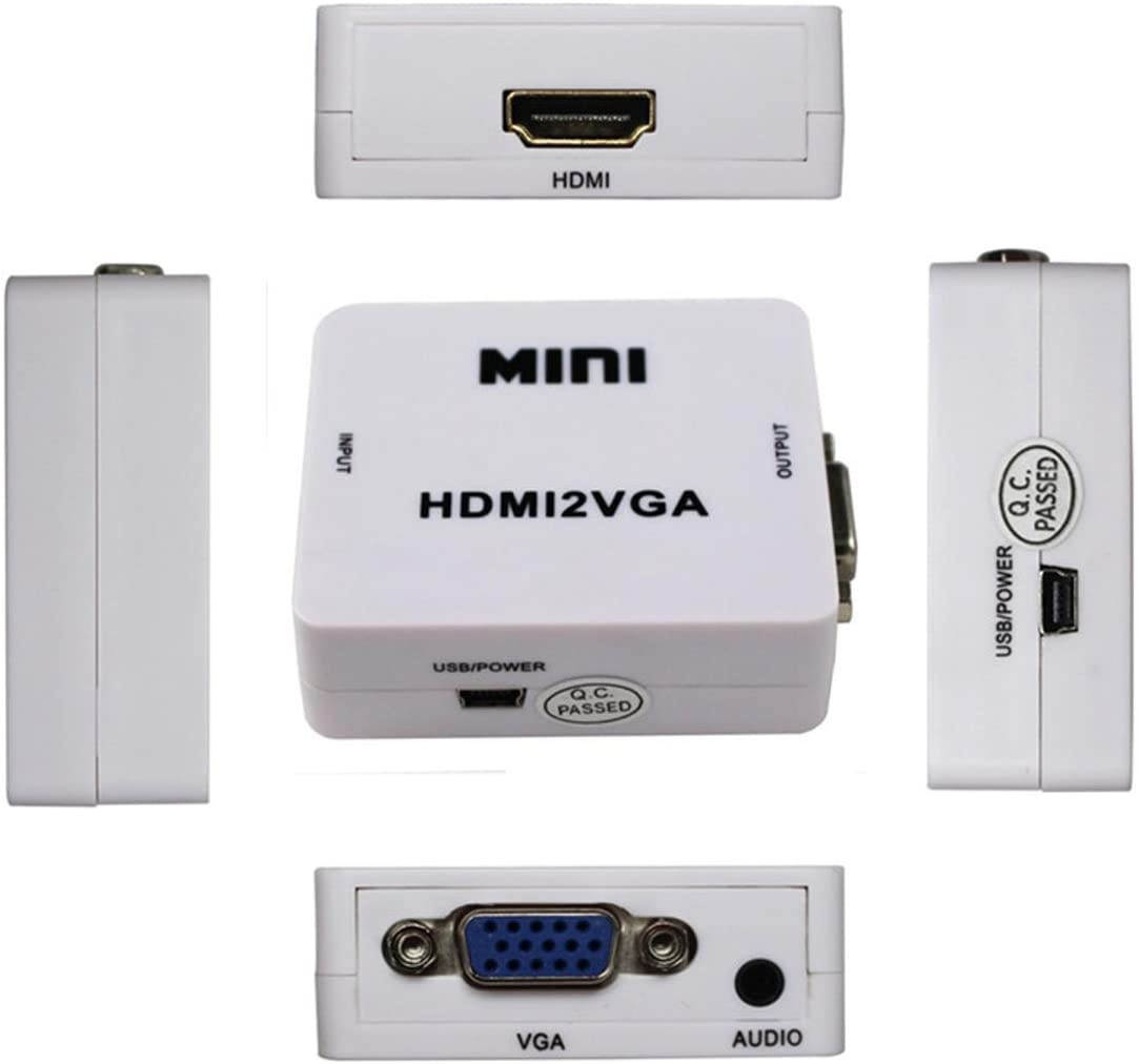 Mini HDMI to VGA Converter with Audio HDMI2VGA 1080P Adapter Connector for PC Laptop to HDTV Projector