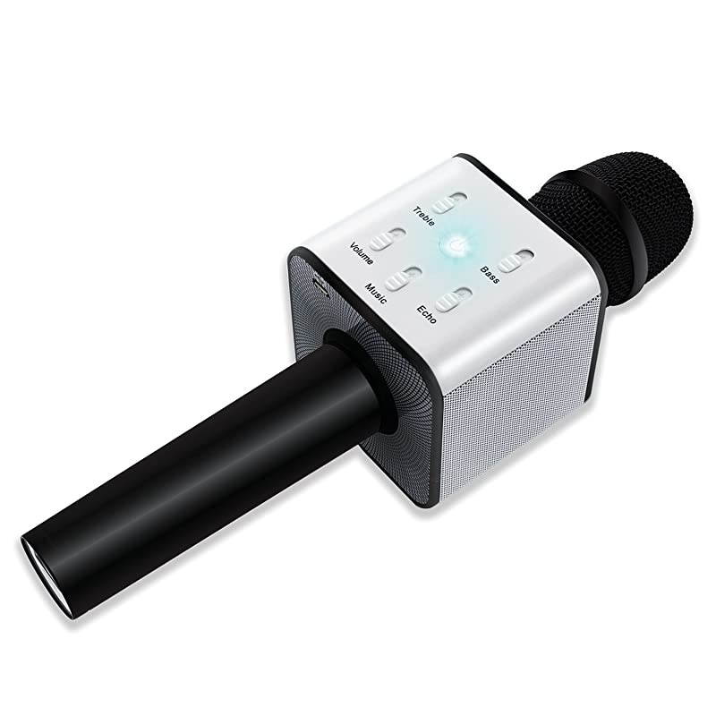 Microphone Wireless Handheld Machine For Kids With Bluetooth Speaker Player System Best Portable Multipurpose Professional Vocal Mixer Mic Sing Songs And Play Music On Apple amp Android Ivory