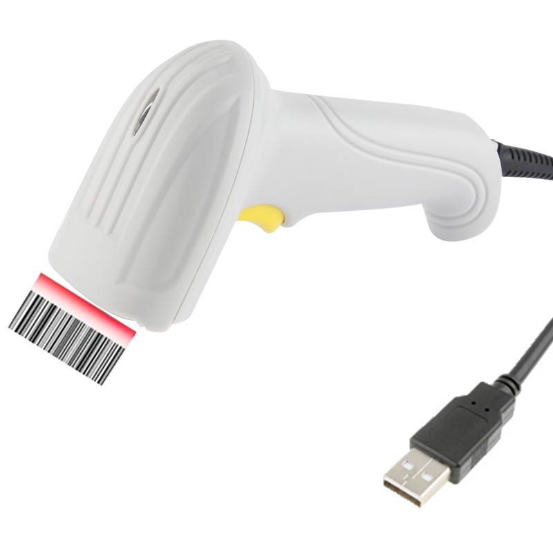USB Laser Handheld Barcode Scanner, Light Grey