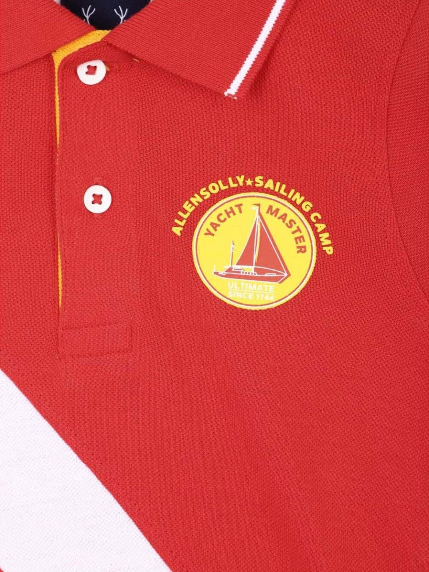 Allen Solly Junior Yellow Logo Print Polo T-Shirt