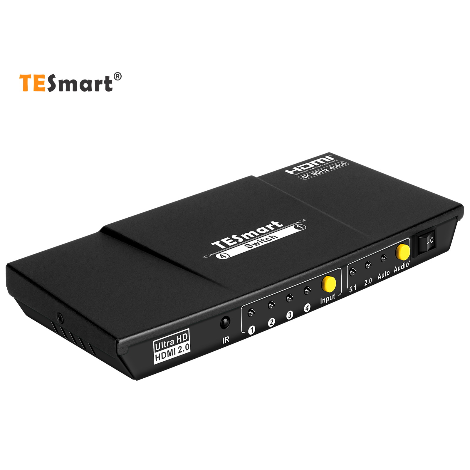 TESmart 4x1 HDMI Switch Ultra HD supports 4K@60Hz 4: 4: 4, 4-port HDMI switch 3DTV pass-through, Support S/PDIF and L/R audio out and IR remote control, For Xbox 360/One, PS4/PS3