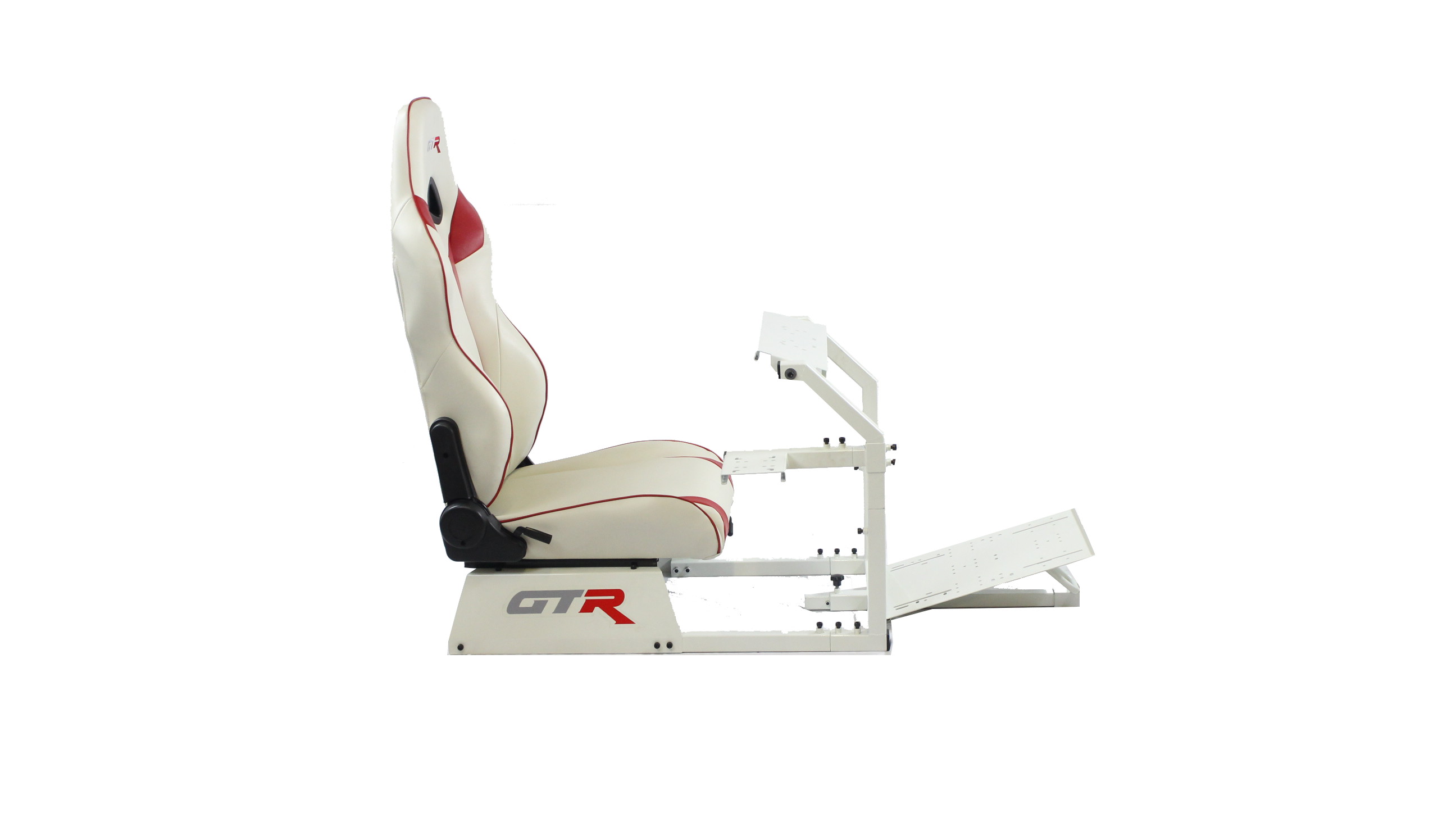 GTR Simulator GTA-WHT-S105LBK GTA Model Racing Simulator White Frame with Black Real Racing Seat, Driving Simulator Cockpit Gaming Chair with Gear Shifter Mount