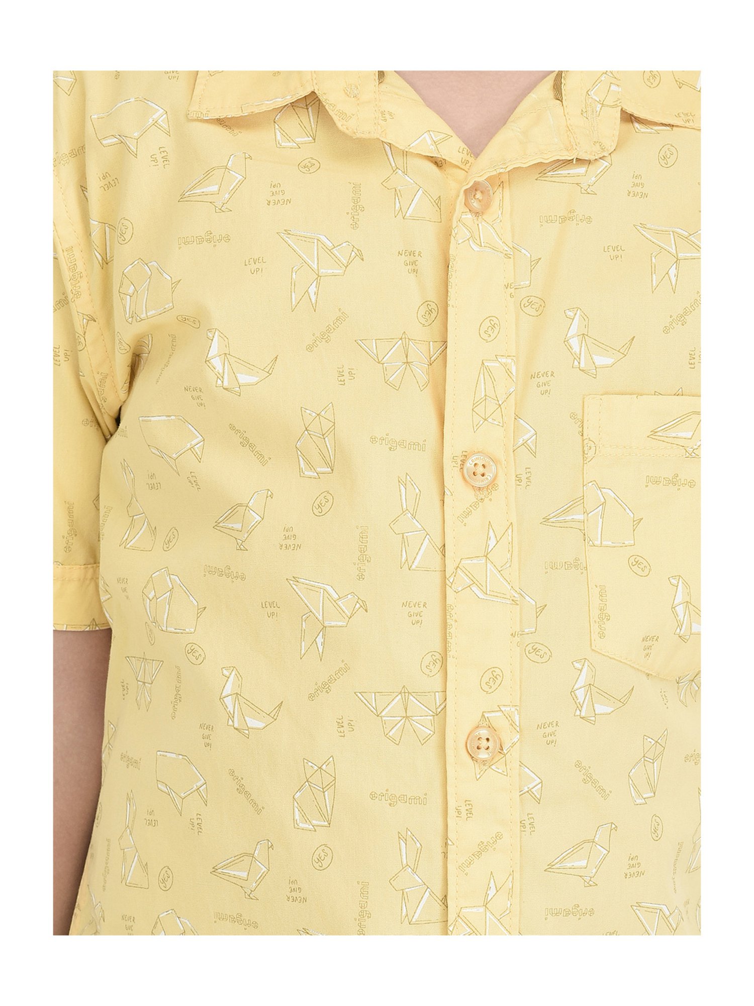 Crimsoune Club Kids Yellow Printed Shirt