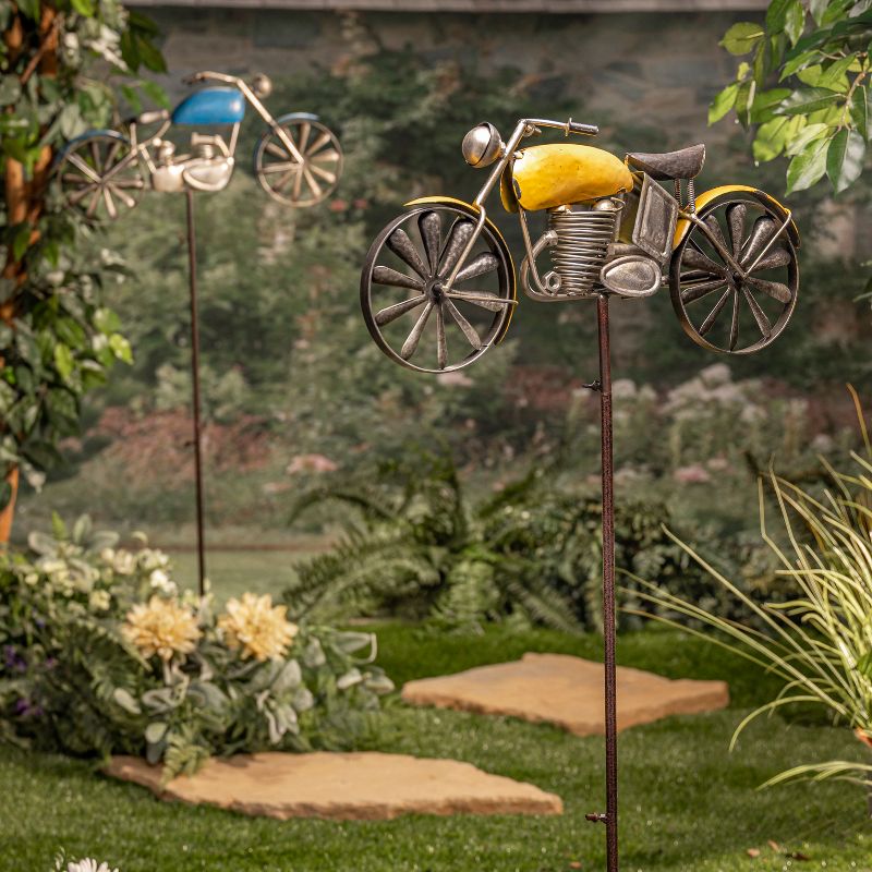 Gerson International 63-Inch High Antique-Style Metal Motorcycle Wind Spinners, Set of 2