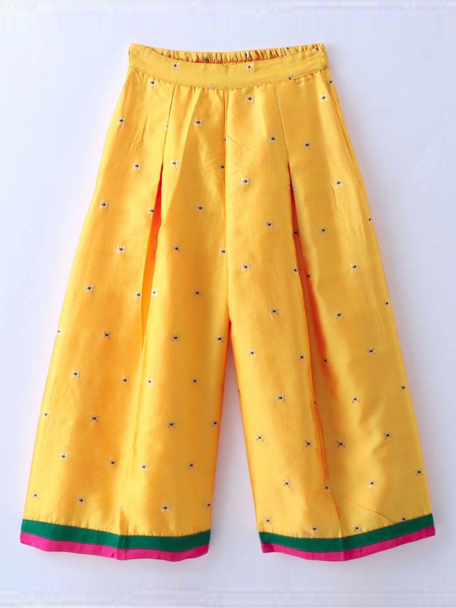 TWISHA Kids Sea Green & Yellow Self Pattern Top Set