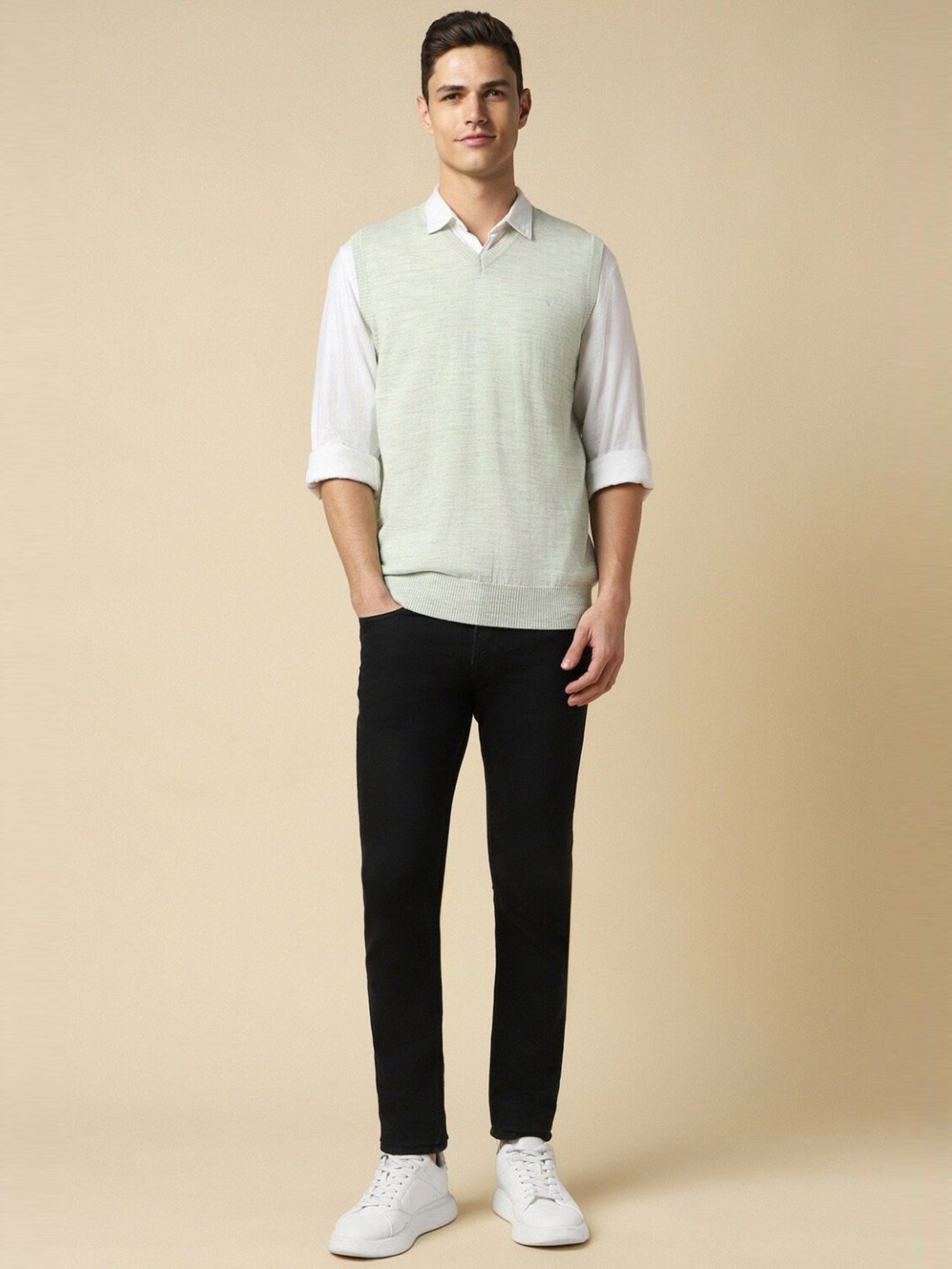 Allen Solly Green Regular Fit Sweater