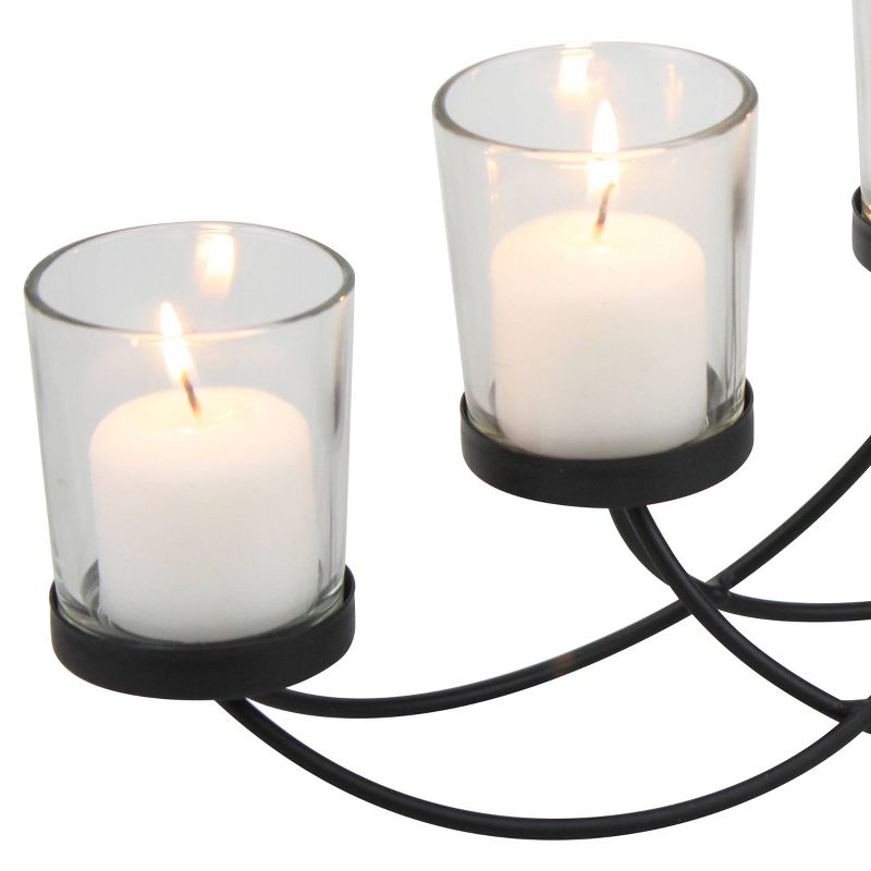 Decorative Metal Votive Candelabra Centerpiece Black - Stonebriar Collection