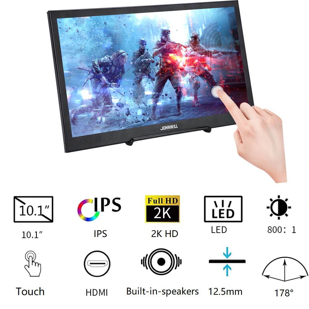 10.1" Inch 2K Touch Monitor Portable Computer Monitor PC 2560X1600 IPS HDMI PS4 Xbox360 LCD LED Tablet Display for Raspberry Pi