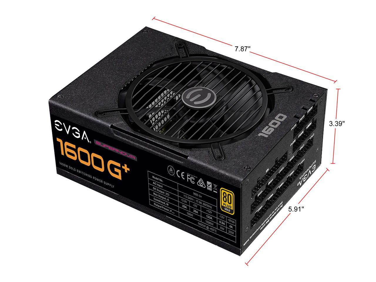 (openbox)EVGA SuperNOVA 1600 G+, 80+ GOLD 1600W, Fully Modular, 10 Year Warranty, Includes FREE Power On Self Tester, Power Supply