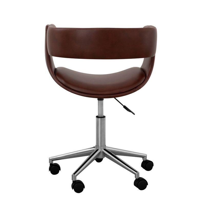 Faux Leather Swivel Home Office Chair with Adjustable Seat Height Brown - Versanora