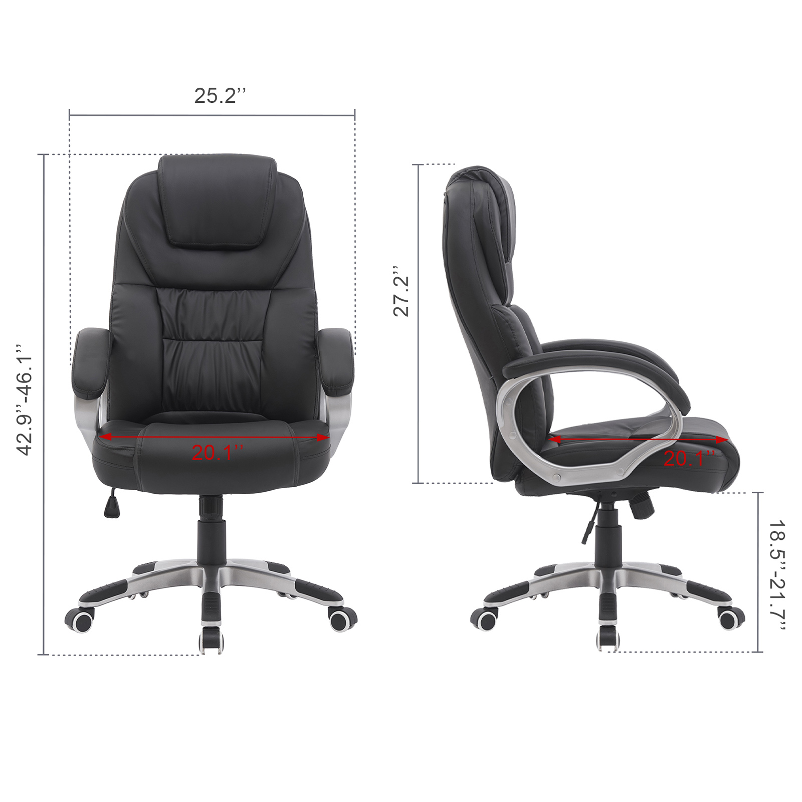 YOUTHUP Home Office Chair Massage Chair Ergonomic Computer Swivel Chair with Lumbar Support Headrest Armrest High Back Task Chair,Black