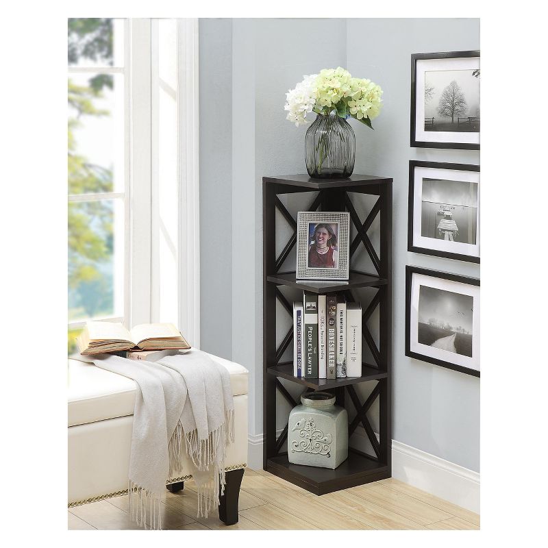 Oxford 3 Tier Corner Bookcase Espresso - Breighton Home