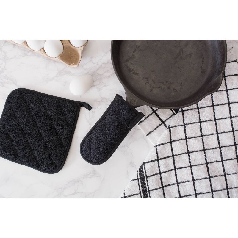 2pk Cotton Buffalo Check Oven Mitt Set Black - Design Imports