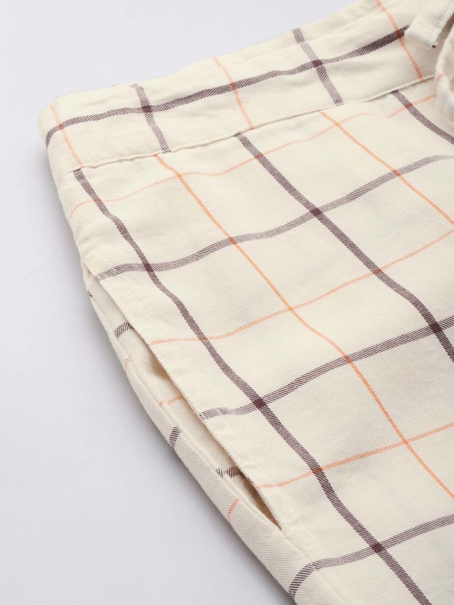 Clt.s Beige Cotton Chequered Kurti Palazzo Set