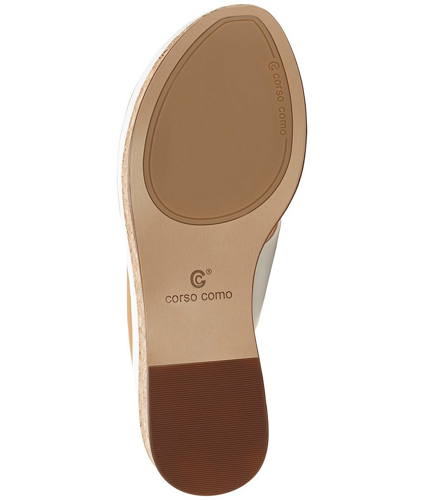 CC Corso Como Arowin Leather Thong Cork Platform Wedge Sandals