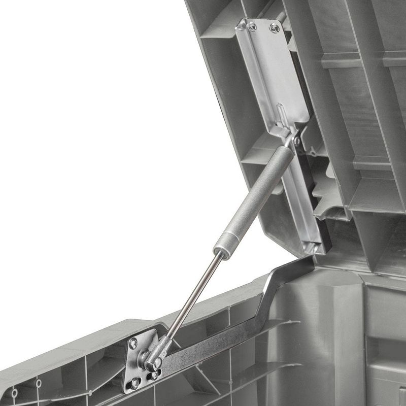 Toomax Florida UV Resistant Lockable Deck Storage Box Bench for Outdoor Pool Patio Garden Furniture & Indoor Toy Bin Container, 145 Gallon (Warm Grey)