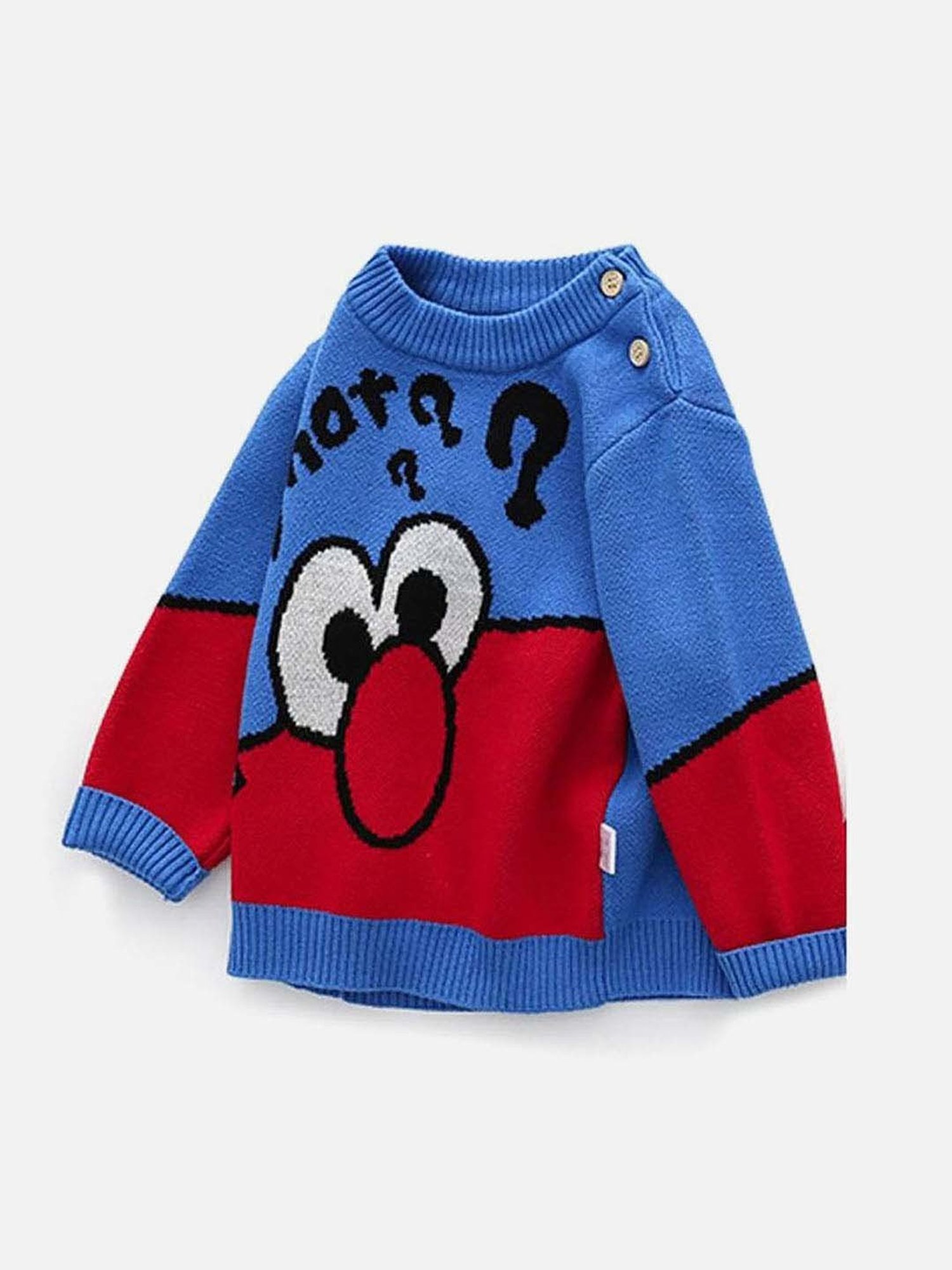 Little Surprise Box Kids Blue & Red Printed Full Sleeves Sweater