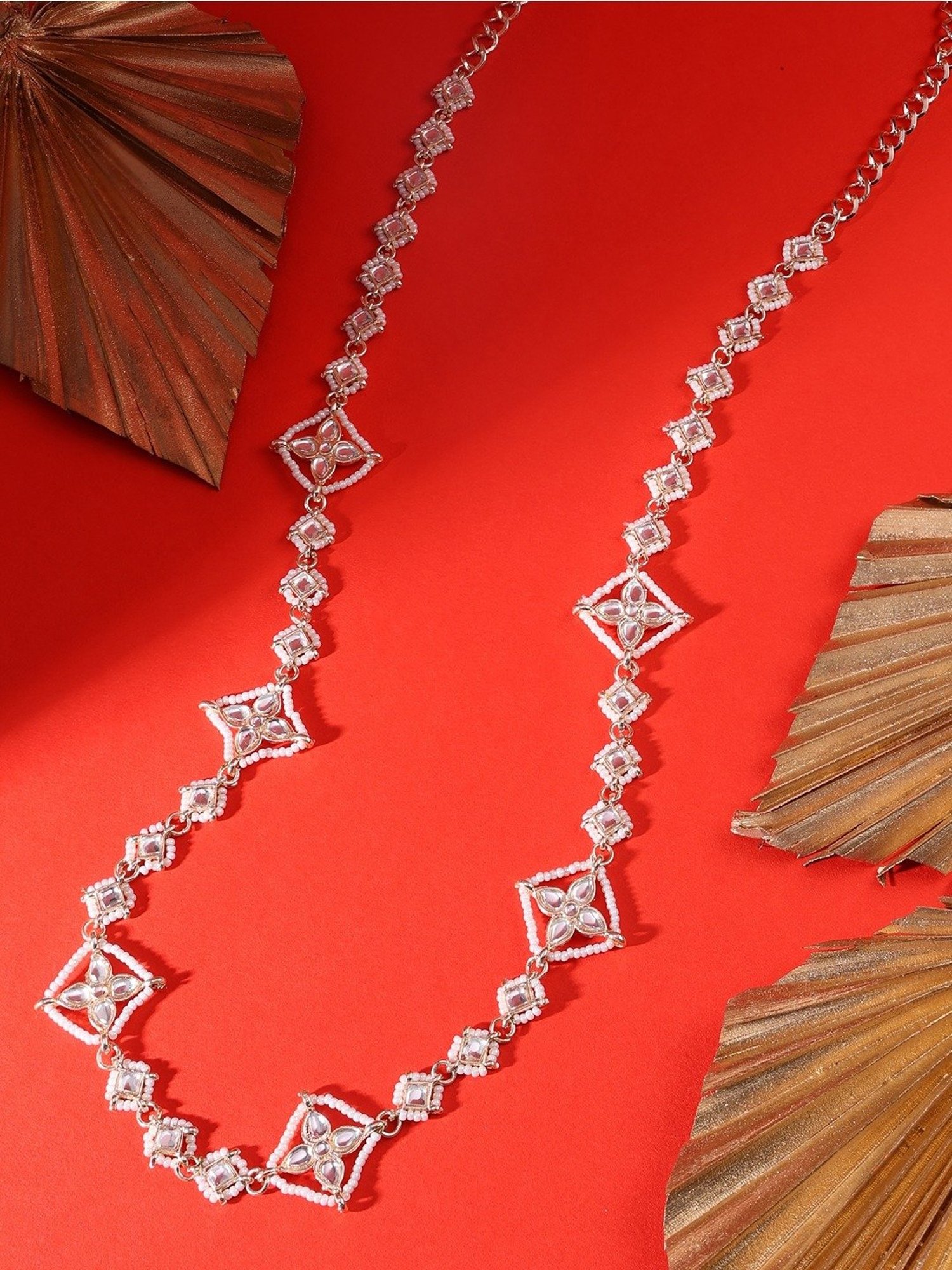 Zaveri Pearls Gold Tone Traditional Kundan Pearls Embellished Bridal Kamarbandh-ZPFK15972