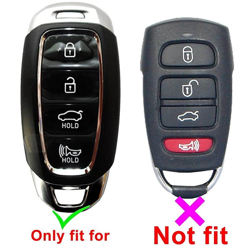 2Pcs  Silicone Key Fob Cover Protector Keyless Jacket Remote Control Holder for Hyundai Kona Azera Grandeur IG Black Blue