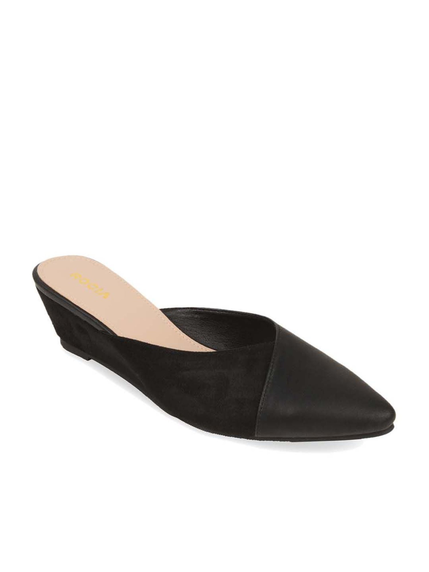 Rocia by Regal Women's Black Mule Wedges