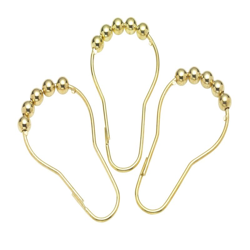 Carnation Home Roller Shower Curtain Hooks in Brass