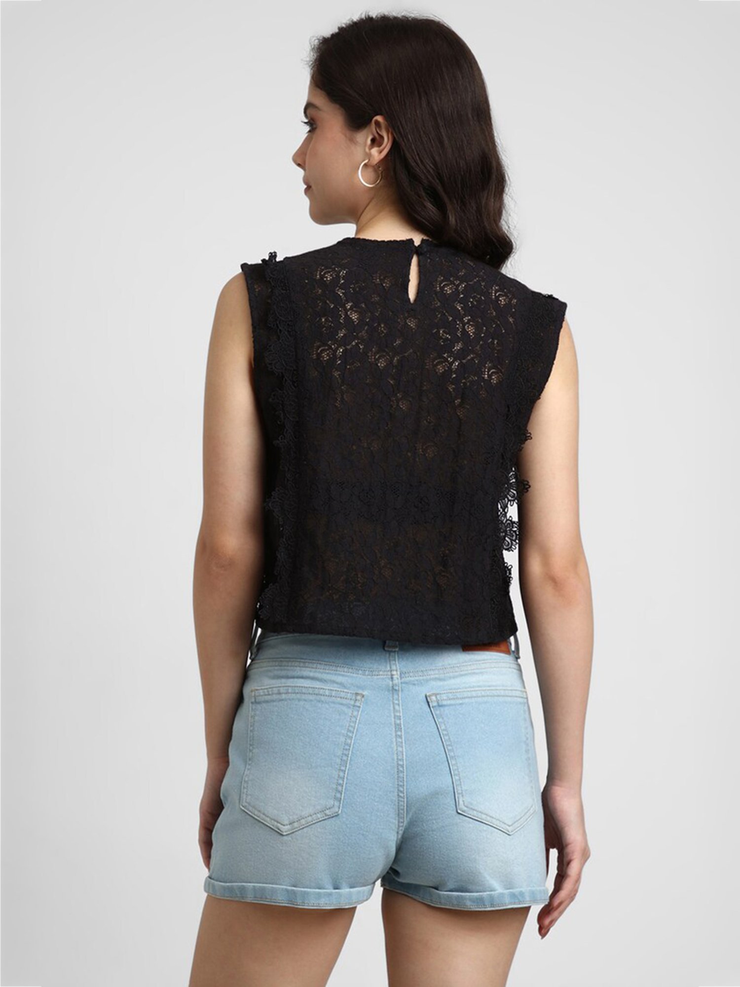 Forever 21 Black Lace Crop Top