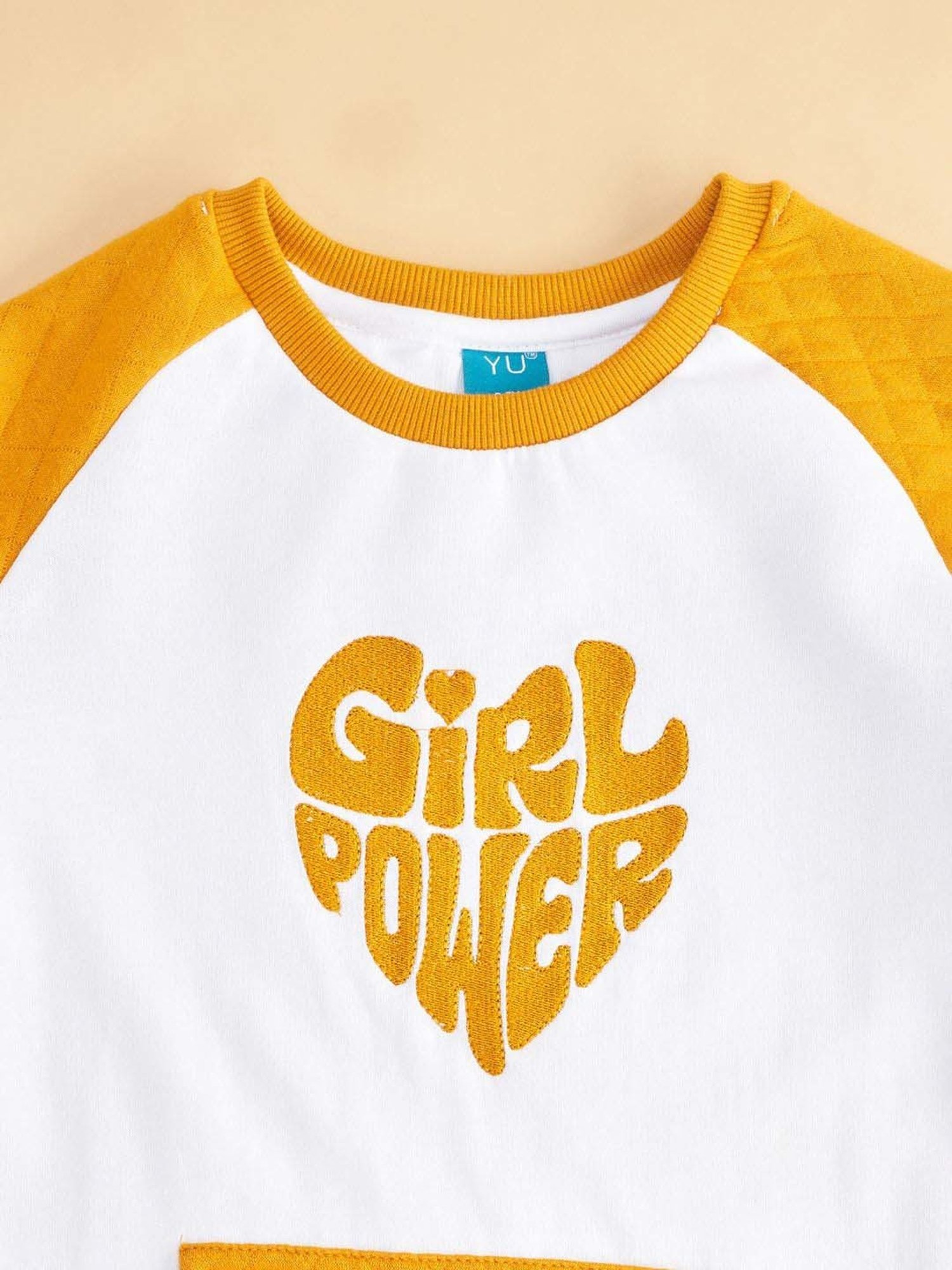 YU by Pantaloons Kids Mustard & White Printed Full Sleeves Sweatshirt