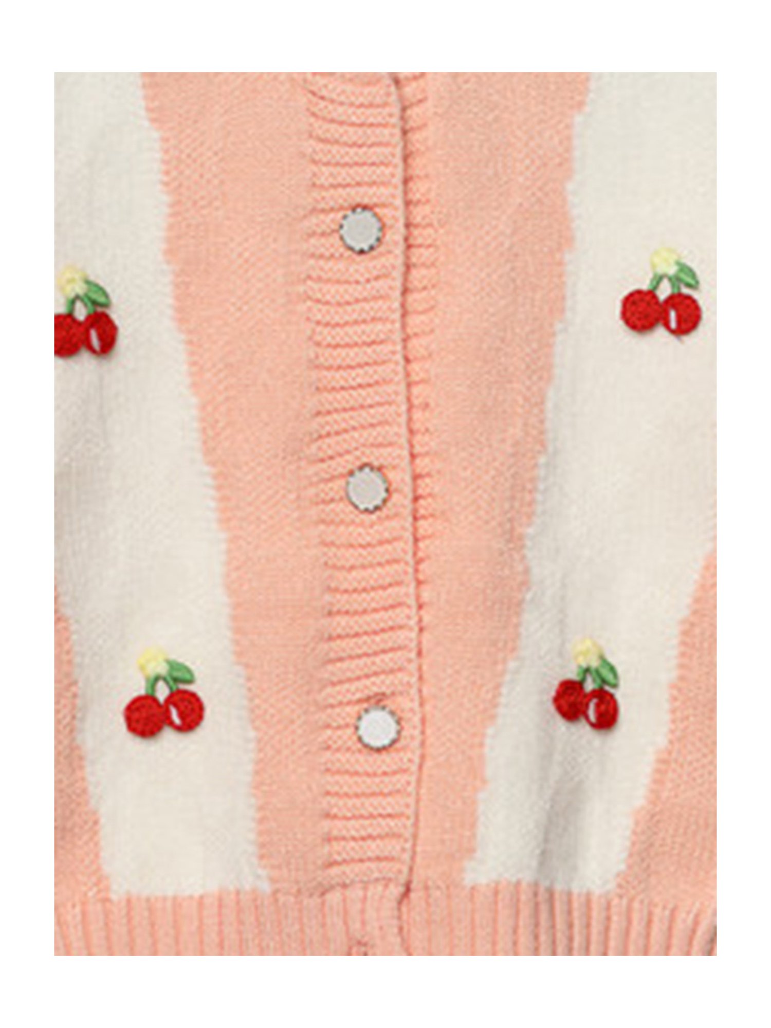 NEUDIS Girls Peach & Cream Self Design Full Sleeves Sweatshirt with Joggers