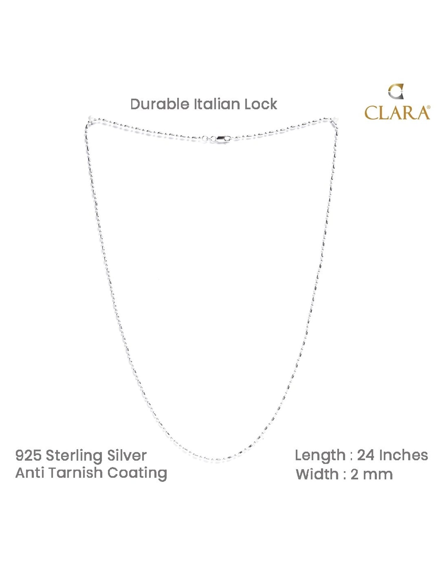 Clara Pure 925 Silver Designer Chain Necklace Gift for Men