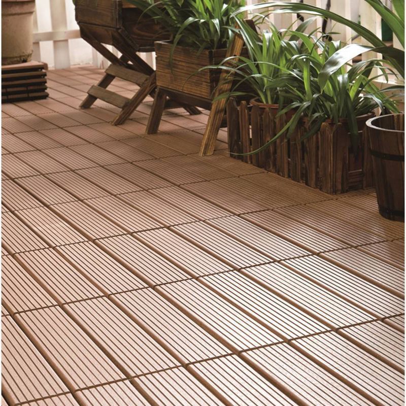 9pk Wood Plastic Composite Decking Tile Set - Brown - Courtyard Casual