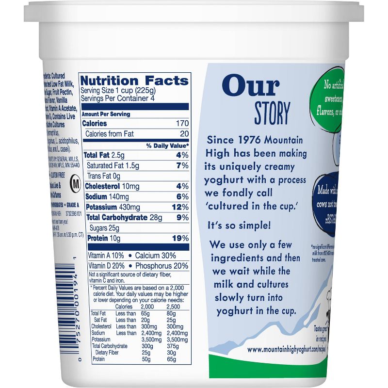 Mountain High All Natural Nonfat Vanilla Yoghurt - 32oz