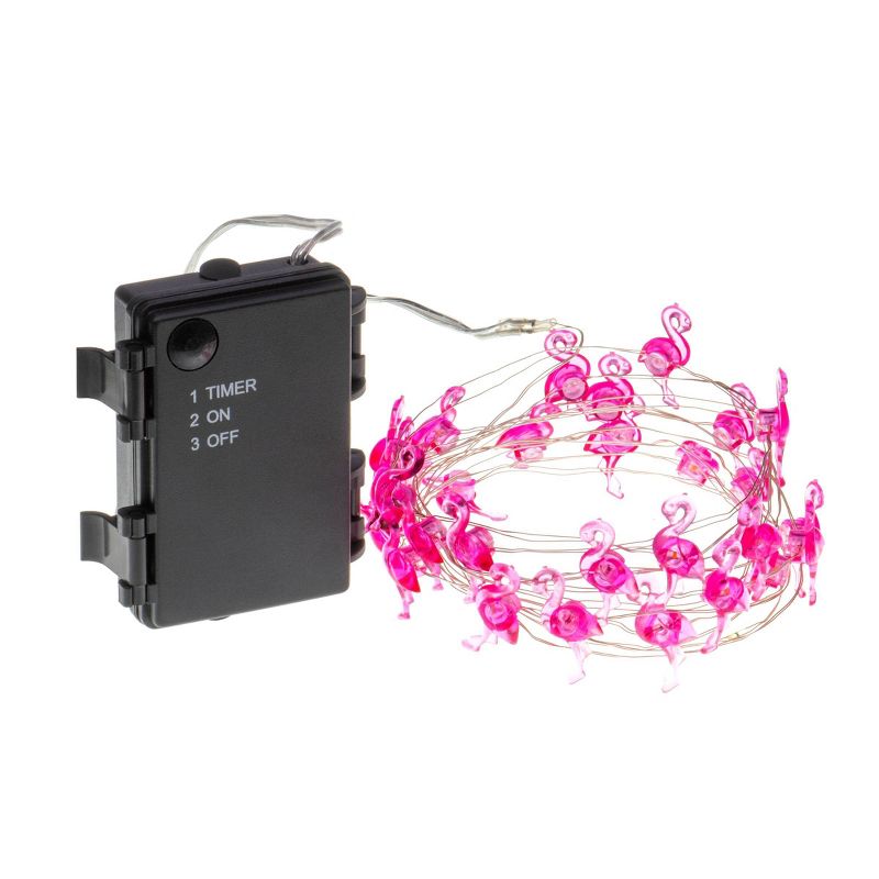 30ct Battery Operated Flamingo LED Fairy String Lights - Sterno Home