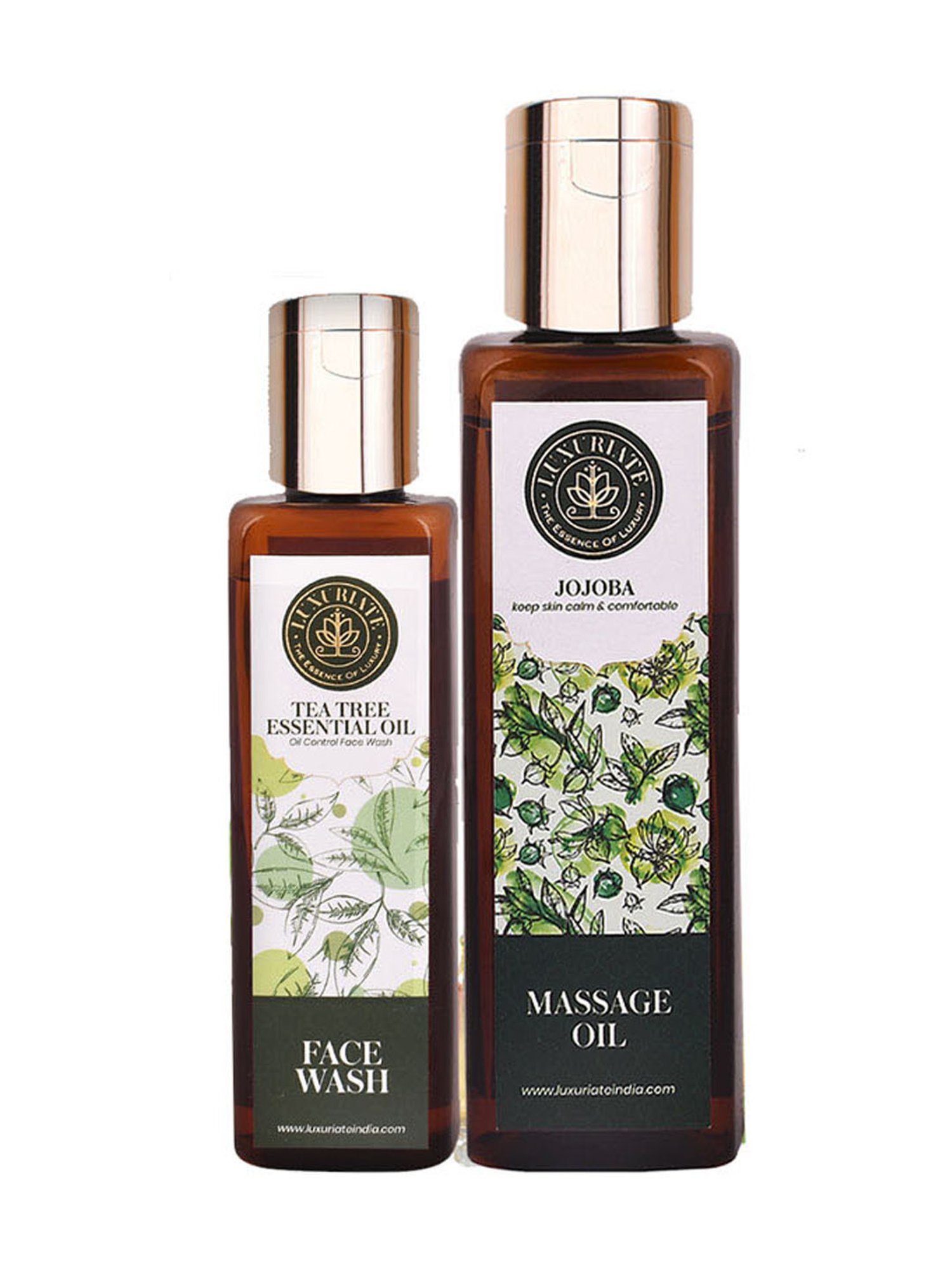 Luxuriate Jojoba Massage Oil and Herbal Tea Tree Face Wash Combo