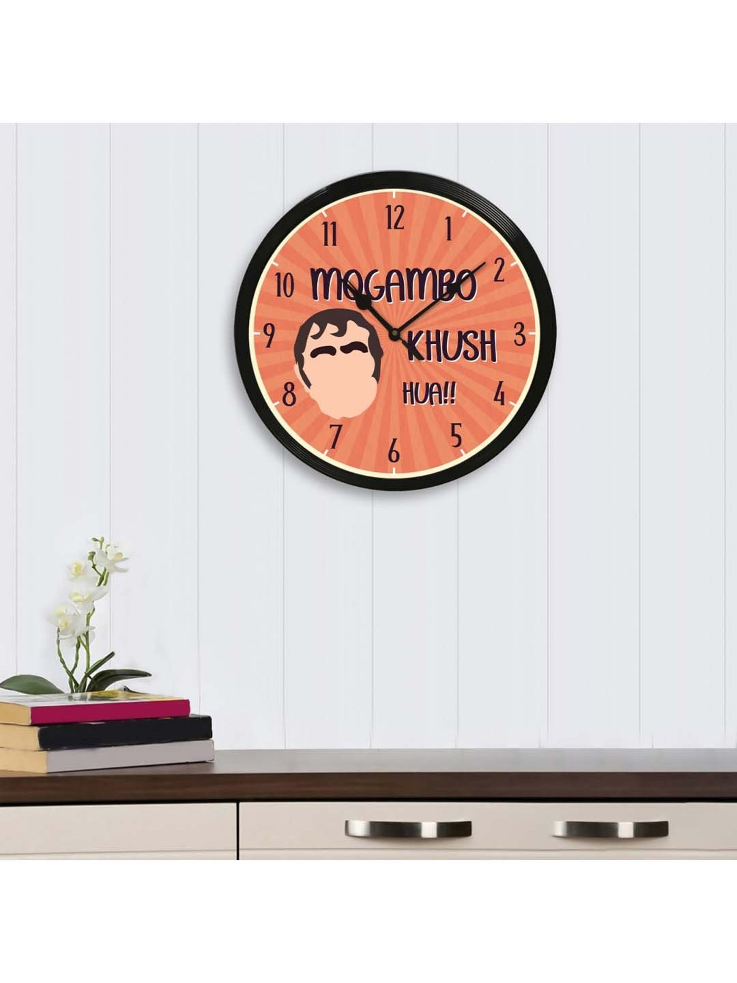 eCraftIndia 'Mogambo Khush Hua' Designer Round Analog Black Wall Clock