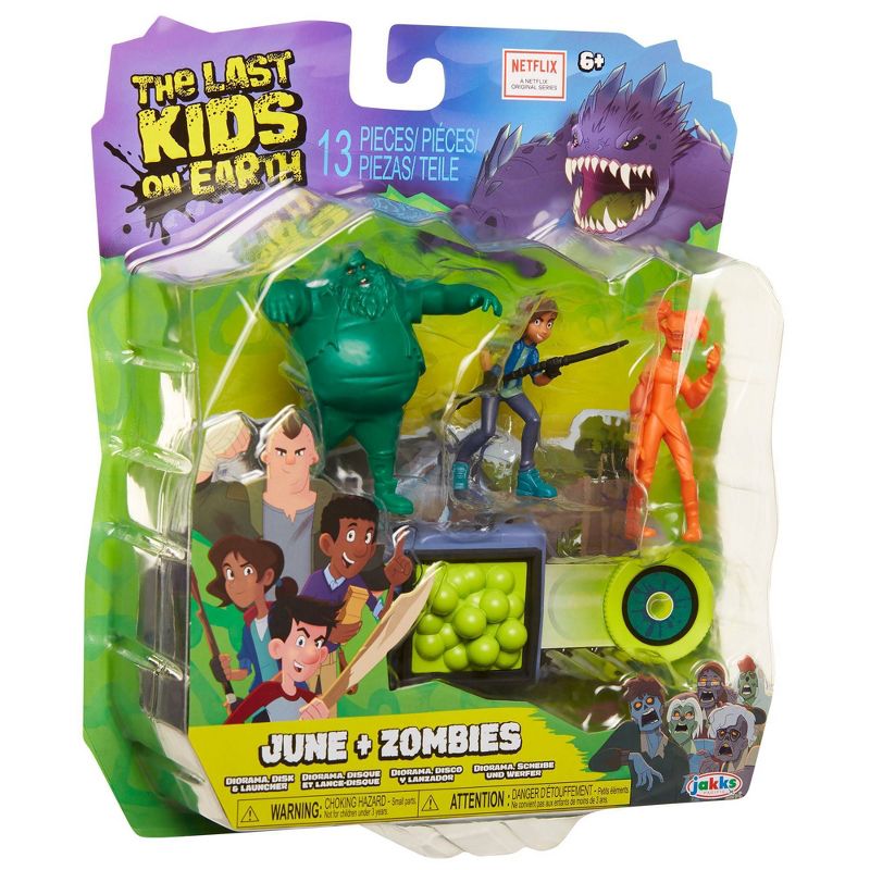The Last Kids on Earth June Action Figure 2.5" - Hero Pack Playset with 2 Zombies & Disk Launcher