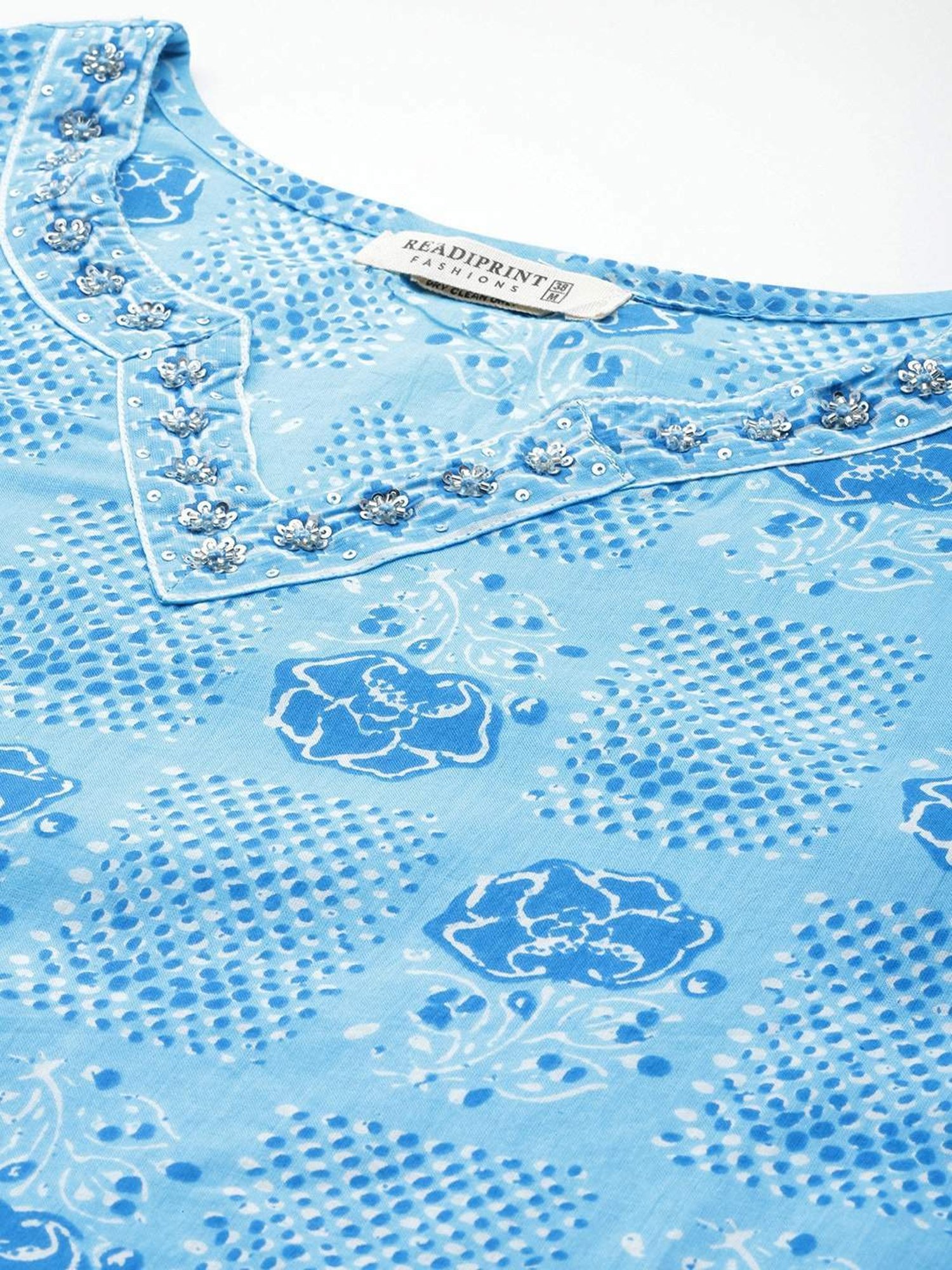 READIPRINT FASHIONS Blue Cotton Printed Kurta Pant Set With Dupatta