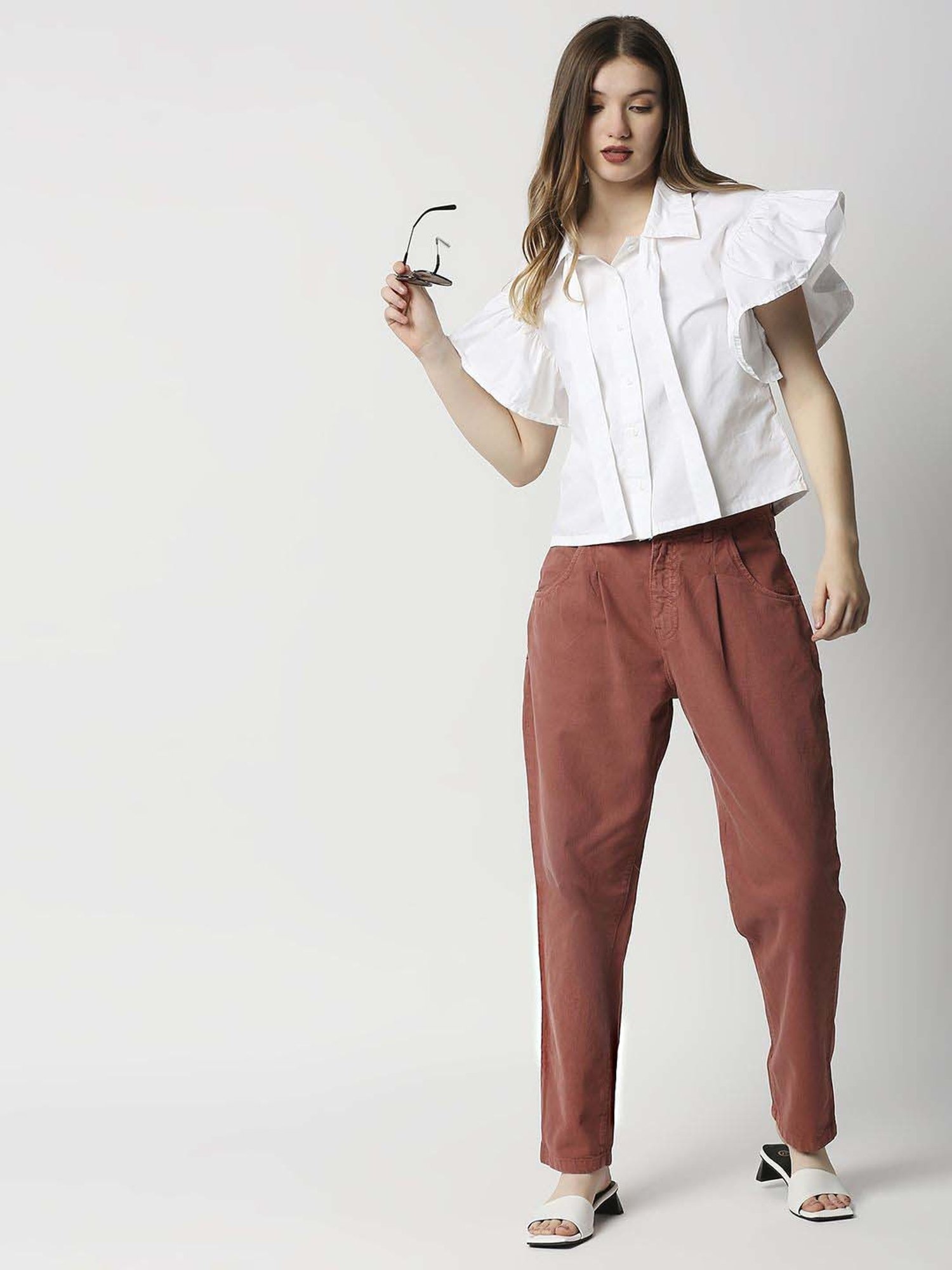 Remanika White Pure Cotton Tie Knot Shirt