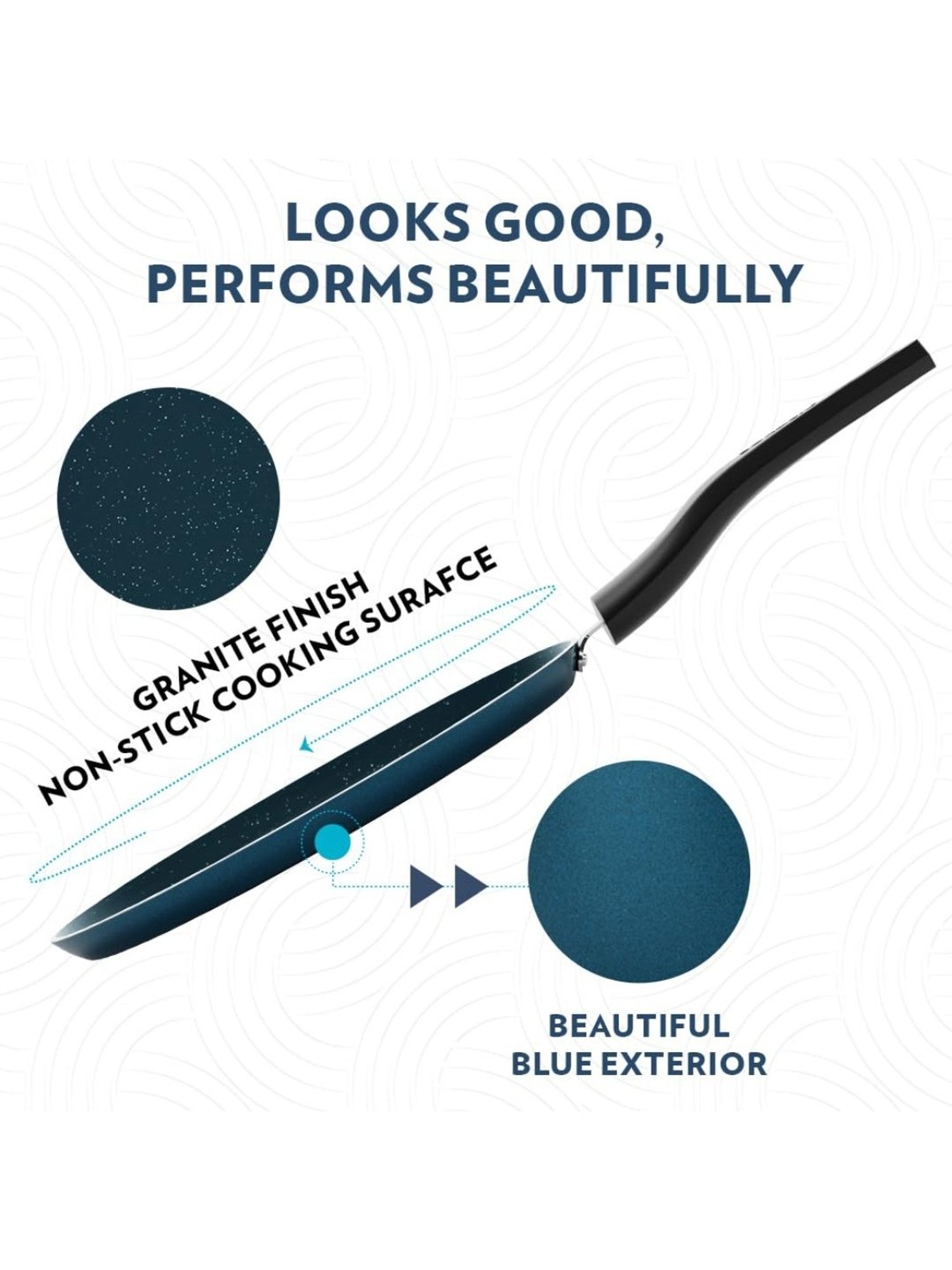 Borosil Aluminium 28 cm Induction Non-Stick Tawa with Wood-Finish Handle (Blue)